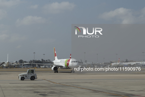 An airplane is seen at Lisbon airport in Lisbon, Portugal, on September 18, 2024. Airports Council International (ACI) World releases its la...