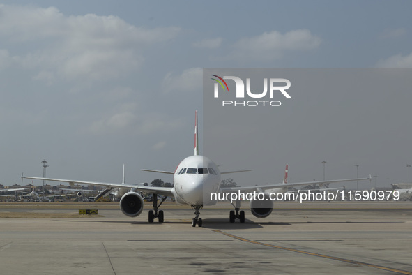 An airplane is seen at Lisbon airport in Lisbon, Portugal, on September 18, 2024. Airports Council International (ACI) World releases its la...