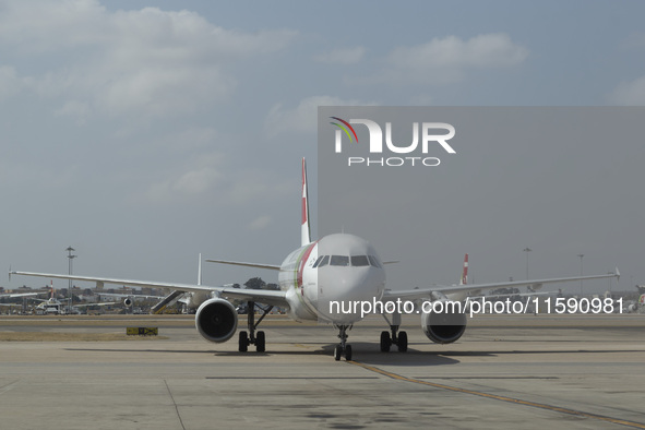 An airplane is seen at Lisbon airport in Lisbon, Portugal, on September 18, 2024. Airports Council International (ACI) World releases its la...