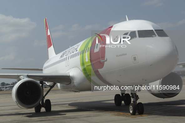 An airplane is seen at Lisbon airport in Lisbon, Portugal, on September 18, 2024. Airports Council International (ACI) World releases its la...