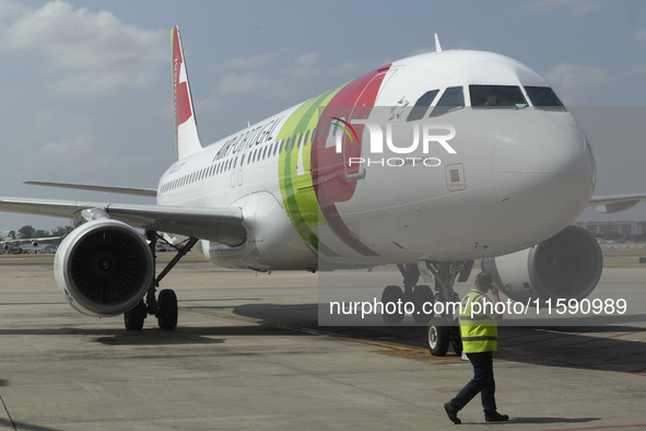 An airplane is seen at Lisbon airport in Lisbon, Portugal, on September 18, 2024. Airports Council International (ACI) World releases its la...