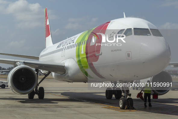 An airplane is seen at Lisbon airport in Lisbon, Portugal, on September 18, 2024. Airports Council International (ACI) World releases its la...