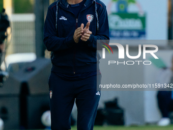 Davide Nicola coaches Cagliari Calcio during the Serie A TIM match between Cagliari Calcio and Empoli FC in Italy on September 20, 2024 (