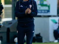 Davide Nicola coaches Cagliari Calcio during the Serie A TIM match between Cagliari Calcio and Empoli FC in Italy on September 20, 2024 (