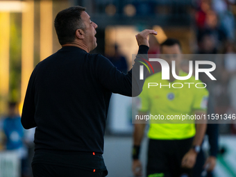 Roberto D'aversa coaches Empoli FC during the Serie A TIM match between Cagliari Calcio and Empoli FC in Italy, on September 20, 2024 (