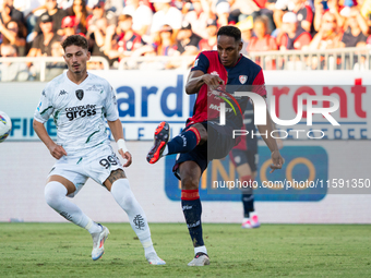 Yerry Mina (#26 Cagliari Calcio) during the Serie A TIM match between Cagliari Calcio and Empoli FC in Italy on September 20, 2024 (