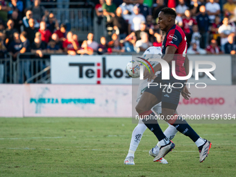 Yerry Mina (#26 Cagliari Calcio) during the Serie A TIM match between Cagliari Calcio and Empoli FC in Italy on September 20, 2024 (