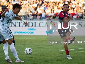 Tommaso Augello (#27 Cagliari Calcio) during the Serie A TIM match between Cagliari Calcio and Empoli FC in Italy, on September 20, 2024 (