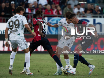 Saba Goglichidze (Empoli FC) and Alessandro Deiola (#14 Cagliari Calcio) during the Serie A TIM match between Cagliari Calcio and Empoli FC...