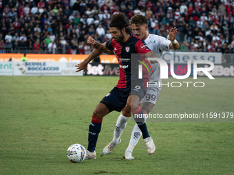 Sebastiano Esposito (Empoli FC) and Sebastiano Luperto (#6 Cagliari Calcio) during the Serie A TIM match between Cagliari Calcio and Empoli...