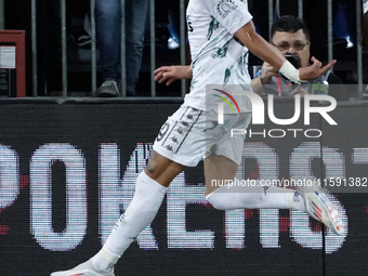 Sebastiano Esposito (Empoli FC) celebrates during the Serie A TIM match between Cagliari Calcio and Empoli FC in Italy, on September 20, 202...