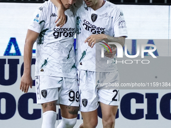 Sebastiano Esposito (Empoli FC) celebrates during the Serie A TIM match between Cagliari Calcio and Empoli FC in Italy, on September 20, 202...