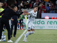 Roberto D'aversa coaches Empoli FC and Sebastiano Esposito (Empoli FC) during the Serie A TIM match between Cagliari Calcio and Empoli FC in...