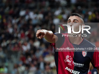 Roberto Piccoli (#91 Cagliari Calcio) during the Serie A TIM match between Cagliari Calcio and Empoli FC in Italy, on September 20, 2024 (