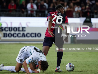 Yerry Mina (#26 Cagliari Calcio) during the Serie A TIM match between Cagliari Calcio and Empoli FC in Italy on September 20, 2024 (