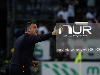 Roberto D'aversa coaches Empoli FC during the Serie A TIM match between Cagliari Calcio and Empoli FC in Italy, on September 20, 2024. (