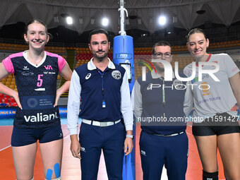 Fiona Maeder of Volleyball Academy and Michela Rucli of Roma Volley Club during day 3 of the CEV Volleyball Challenge Cup 2025 Women - Prequ...