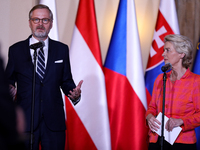 Czech Prime Minister Petr Fiala meets with EC President Ursula von der Leyen, Polish Prime Minister Donald Tusk, Slovak Prime Minister Rober...