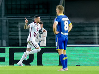 Antonio Sanabria of Torino FC celebrates after scoring first goal during the Serie A Enilive match between Hellas Verona and Torino FC at St...