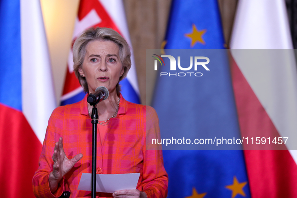 European Commission President Ursula von der Leyen meets with Polish Prime Minister Donald Tusk, Czech Prime Minister Petr Fiala, Slovak Pri...