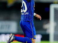 Grigoris Kastanos of Hellas Verona celebrates after scoring first goal during the Serie A Enilive match between Hellas Verona and Torino FC...