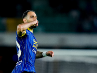 Grigoris Kastanos of Hellas Verona celebrates after scoring first goal during the Serie A Enilive match between Hellas Verona and Torino FC...