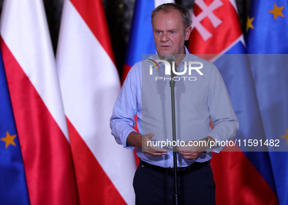 Polish Prime Minister Donald Tusk meets with European Commission President Ursula von der Leyen, Czech Prime Minister Petr Fiala, Slovak Pri...