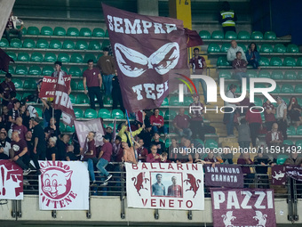 Supporters of Torino FC during the Serie A Enilive match between Hellas Verona and Torino FC at Stadio Marcantonio Bentegodi on September 20...