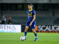 Reda Belahyane of Hellas Verona during the Serie A Enilive match between Hellas Verona and Torino FC at Stadio Marcantonio Bentegodi on Sept...