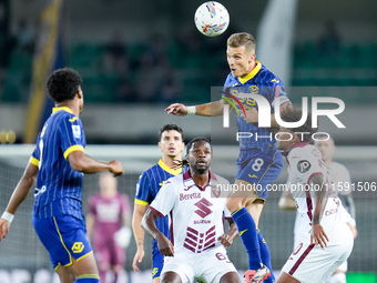 Darko Lazovic of Hellas Verona during the Serie A Enilive match between Hellas Verona and Torino FC at Stadio Marcantonio Bentegodi on Septe...