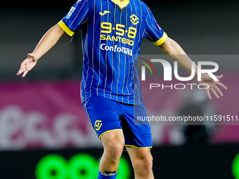 Reda Belahyane of Hellas Verona during the Serie A Enilive match between Hellas Verona and Torino FC at Stadio Marcantonio Bentegodi on Sept...