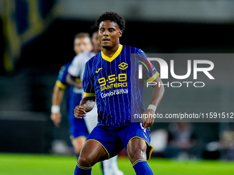 Amin Sarr of Hellas Verona looks on during the Serie A Enilive match between Hellas Verona and Torino FC at Stadio Marcantonio Bentegodi on...