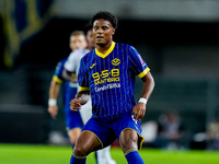 Amin Sarr of Hellas Verona looks on during the Serie A Enilive match between Hellas Verona and Torino FC at Stadio Marcantonio Bentegodi on...