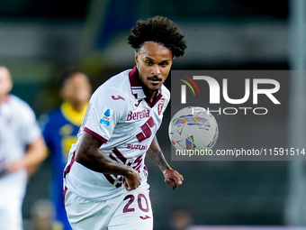 Valentino Lazaro of Torino FC during the Serie A Enilive match between Hellas Verona and Torino FC at Stadio Marcantonio Bentegodi on Septem...