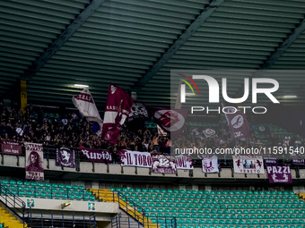 Supporters of Torino FC during the Serie A Enilive match between Hellas Verona and Torino FC at Stadio Marcantonio Bentegodi on September 20...