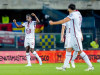 Duvan Zapata of Torino FC celebrates after scoring second goal during the Serie A Enilive match between Hellas Verona and Torino FC at Stadi...