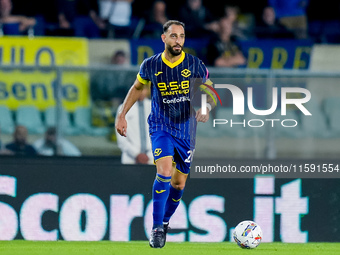 Grigoris Kastanos of Hellas Verona during the Serie A Enilive match between Hellas Verona and Torino FC at Stadio Marcantonio Bentegodi on S...