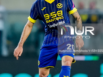 Grigoris Kastanos of Hellas Verona during the Serie A Enilive match between Hellas Verona and Torino FC at Stadio Marcantonio Bentegodi on S...