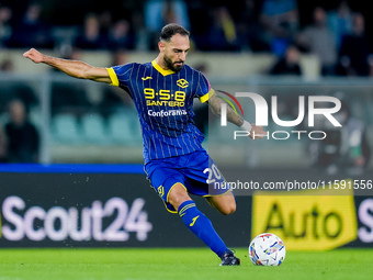 Grigoris Kastanos of Hellas Verona during the Serie A Enilive match between Hellas Verona and Torino FC at Stadio Marcantonio Bentegodi on S...