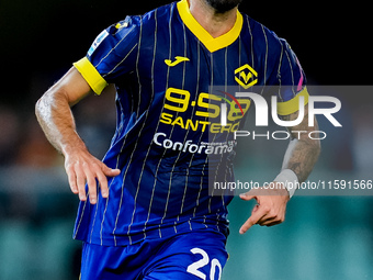 Grigoris Kastanos of Hellas Verona looks on during the Serie A Enilive match between Hellas Verona and Torino FC at Stadio Marcantonio Bente...