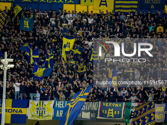 Supporters of Hellas Verona during the Serie A Enilive match between Hellas Verona and Torino FC at Stadio Marcantonio Bentegodi on Septembe...