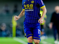 Casper Tendstedt of Hellas Verona in action during the Serie A Enilive match between Hellas Verona and Torino FC at Stadio Marcantonio Bente...