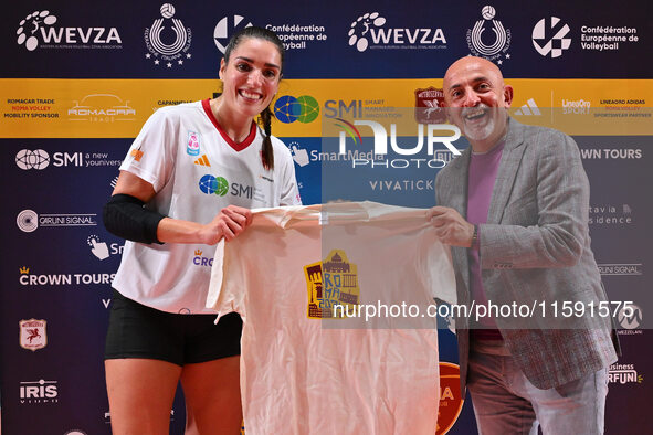 In action during day 3 of the CEV Volleyball Challenge Cup 2025 Women - Prequalification Round WEVZA CUP between VRoma Volley and Volleyball...