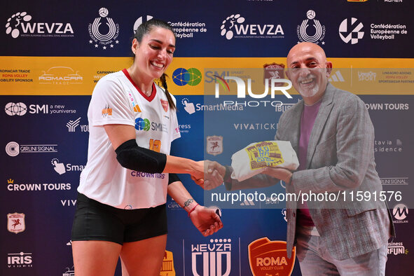 In action during day 3 of the CEV Volleyball Challenge Cup 2025 Women - Prequalification Round WEVZA CUP between VRoma Volley and Volleyball...