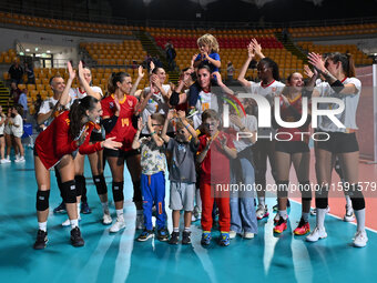 In action during day 3 of the CEV Volleyball Challenge Cup 2025 Women - Prequalification Round WEVZA CUP between VRoma Volley and Volleyball...