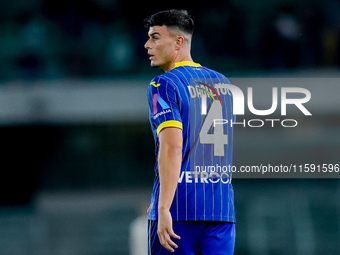 Flavius Daniliuc of Hellas Verona looks on during the Serie A Enilive match between Hellas Verona and Torino FC at Stadio Marcantonio Benteg...