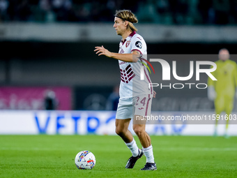 Borna Sosa of Torino FC during the Serie A Enilive match between Hellas Verona and Torino FC at Stadio Marcantonio Bentegodi on September 20...