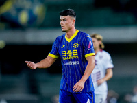 Flavius Daniliuc of Hellas Verona gestures during the Serie A Enilive match between Hellas Verona and Torino FC at Stadio Marcantonio Benteg...