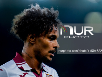 Valentino Lazaro of Torino FC looks on during the Serie A Enilive match between Hellas Verona and Torino FC at Stadio Marcantonio Bentegodi...