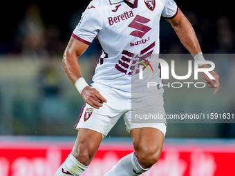 Adam Masina of Torino FC during the Serie A Enilive match between Hellas Verona and Torino FC at Stadio Marcantonio Bentegodi on September 2...